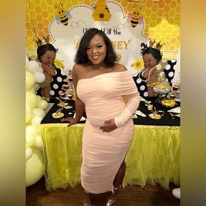 Irregular Ruched Side Slit One-Shoulder Bodycon Party Maxi Dress